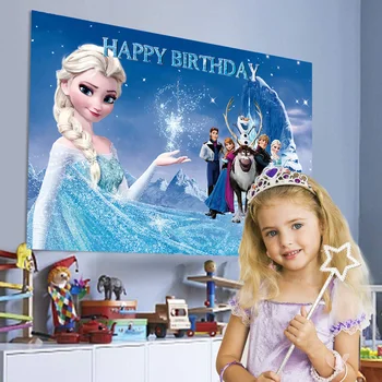 Saldēti 2 Dzimšanas Dienas Svinības Piegādes Komplekts Princese Elza Plāksnes Salvetes Tases Banner Tablecover Baby Dušas Apdare Meitene, Mājas Dekoru