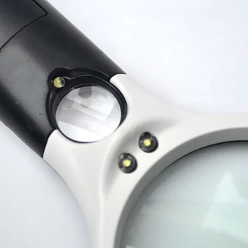 Rokas 3X 45X Izgaismotas Lupu, Mikroskopu Palielināmā Stikla Palīdzību Lasījumā Senioriem lupa Juvelierizstrādājumu Remonts Instruments, kas Ar 3 LED