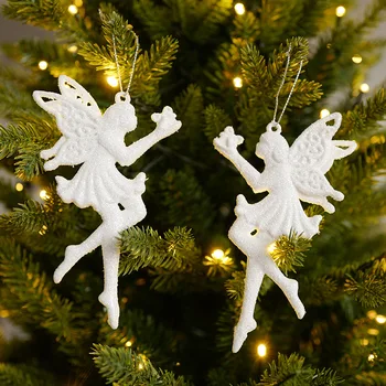 Ziemassvētku Eglīte Karājas Kuloni Sniegpārsliņas White Angel Lelli Ziemeļbriežu Formu DIY Ziemassvētku eglītes Rotājumu Bērniem, rotaļlietas, Dāvanas, noel natal