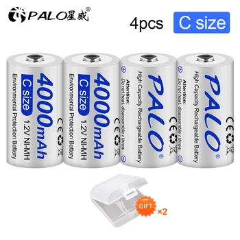 PALO C Izmēra Uzlādējamās Baterijas 1,2 V Ni-MH C Tipa Uzlādējamās Baterijas R14 C Šūnu bateriju,video,gāzes plīts,ūdens sildītājs
