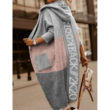 Modes Jaunu Streetwear Sieviešu Trikotāžas Jaka Sievietēm Kapuci Vēstules Mīksti Džemperi Pilnu Piedurknēm Kritumu