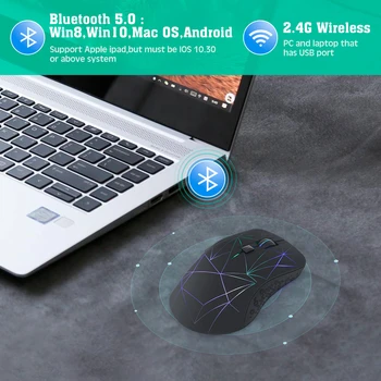 Jelly Ķemme Bluetooth Mouse Wireless 2.4 G Dual Režīmā Peli, lai Klēpjdators, Tablete Uzlādējams Ergonomisks Spēļu Pele 7Color Backlit