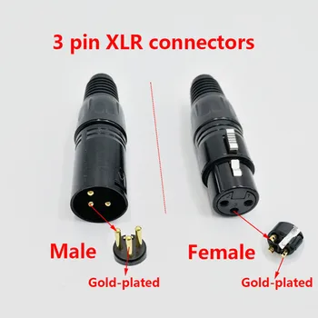 Vīrietis Sieviete XLR 3-Pin Savienotāju Black Lielgabalu Salaist Mikrofons Mikseri Pastiprinātājam Audio Adapteri Līdzsvaru Jack Hifi XLR Spraudnis Skaļruņi