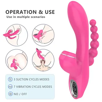 3 IN 1 Nepieredzējis Vibrators Sievietēm 7 Režīms Vibrācijas Sūcējs Anālais Maksts Klitora Stimulators Mutvārdu Iesūkšanas Erotiska Seksa Rotaļlietas Sievietēm
