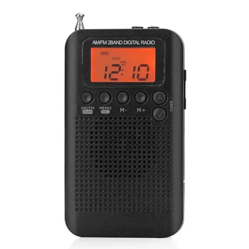 HRD-104 Portatīvo AM FM Radio, Digitālais Displejs Mini Kabatas Radio ar 40mm Draiveri Skaļruņu Radio USB Uzlādes Kabelis, Skaļrunis Signālu