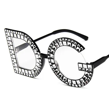 Ir 2021. Moderns Modes Liels Rāmis Vēstuli Saulesbrilles Retro Luksusa Dimanta Pārklājumu Saulesbrilles Vīriešiem un Sievietēm Plāksnes Rāmja Brilles