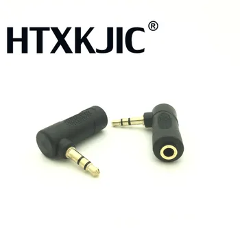 T 4 Polu Vīrietis 3 Polu 3.5 mm Sieviešu Stereo L Formas aux Audio Savienotājs Extender Headphone Jack Adapteri Converter 90 Grādu