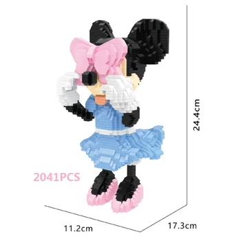 Karikatūra Skaitļi Mini Bloki, Ķieģeļi Plastmasas Minnie Mickey Izsoles Juguetes Rotaļlietas Bērniem Dāvanu Meitene Valentīna Klāt