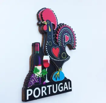Radošas koka ledusskapja magnēts, uzlīmes, portugāļu orientieris gailis ceļojumu suvenīru apdare mākslas un amatniecības puses dāvanu