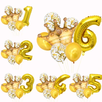 30inch Zelta Kroņa Numurs Folija Baloni Komplekts Happy Birthday Konfeti Lateksa Balonu, Kāzas, Bērnu Duša, Dzimšanas dienas svinības Bērniem, Dekori