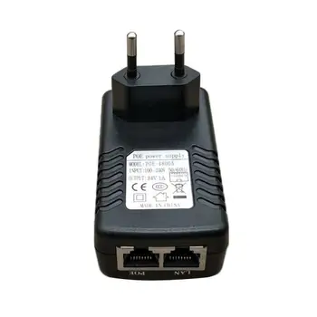 Ugunsdrošu POE Inžektors Black Power Over Ethernet Adapteri, 24V 1A ES Plug Power Over Ethernet Adapteri, Anti-scratch ES Plug Droši
