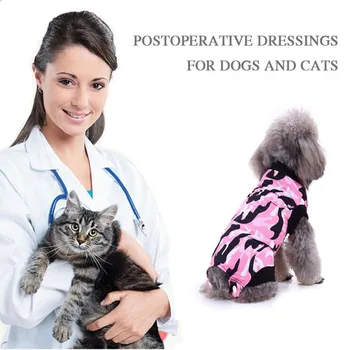 Suņu Kaķu Sterilizācija Uzvalks Anti-laiza Brūces Pēc Operācijas Atveseļošanās Uzvalks Mājdzīvnieku Aprūpi Drēbes Elpojošs Suni, Kaķi Zīdīšanas Uzvalks