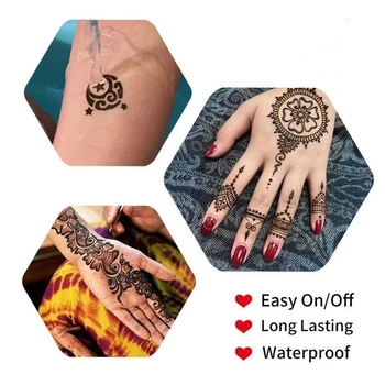 Karstā Pārdošanas 1pc Dabas Indijas Henna Tetovējums Tintes Melnā Mehndi Ielīmējiet Konusi Body Art Uzlīme Ķermeņa Krāsas Tetovējums Piegādēm Jaunas Ielidošanas