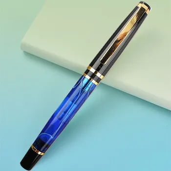 JAUNU metāla un Sveķu Celuloīda Fountain Pen Skaisti Zilā Marmora Modeļus Irīdija 0.5 MM Nib Pildspalvu Rakstīt Office Biznesa Tintes Pildspalvu