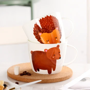 420ML Keramikas Radošā Kafijas Tasi Cute Dzīvnieku 3D Fox Lielu Jaudu Karikatūra Brokastis Piena Glāzes, Krūzes un Kausi