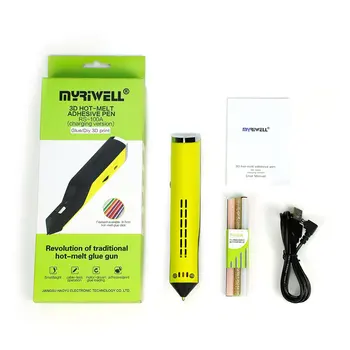 Myriwell Karstā Kausējuma Līme Gun 3D Pildspalva Bezvadu Doodler Burvju 3D Drukāšanas Pildspalva Noteikt, USB Uzlāde, 6 Krāsu, Līmi Pielīmēt RS-100A