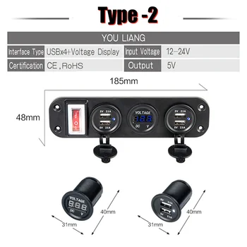 4 1 LED Digital 12V piepīpētāja Ligzdas USB Strāvas Lādētājs Adapteris Sadalītāja Auto Lādētāji Ar Slēdzi, Auto Piederumi