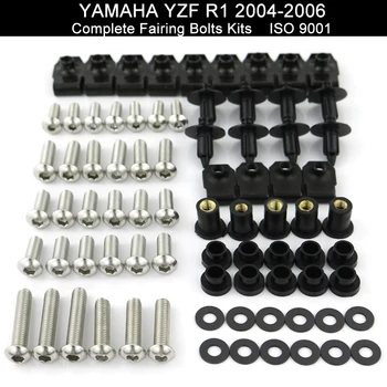 Derīgs Yamaha YZFR1 YZF-R1 YZF R1 2004 2005 2006 Pilna Aptecētājs Skrūves Komplekts Aptecētājs Klipus Rieksti Virsbūves Skrūves, Nerūsējošā Tērauda