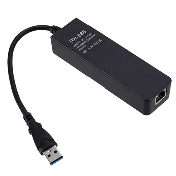 USB Gigabit Ethernet Adapteris 3 Porti USB 3.0 HUB USB, lai Rj45 Lan Tīkla Karte Macbook Mac Darbvirsmas + Micro USB Lādētāja Vads