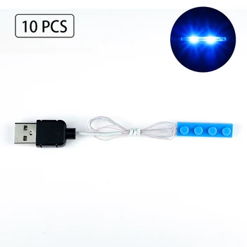 10pcs LED Light Komplekts 15cm Gala Līnijas, USB Ports DIY Rotaļlietu Komplekts Saderīgs Celtniecības Bloku Modelis
