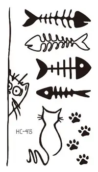 Ķepa Drukāt Zivju Kauliem Pagaidu Tetovējumu Uzlīmes Ūdensizturīgs Sievietēm, Vīriešiem, Pieaugušajiem, Viltus Body Art Jauns Dizains 10.5X6cm Bērniem Rokas Tetovējums