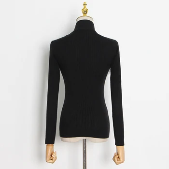 TWOTWINSTYLE Gadījuma Adīšanas Džemperi Sievietēm Slim Raibs Acs Sirds Modelis Ruched Puloveri Sieviešu 2021. Gada Rudenī Drēbes Jaunas