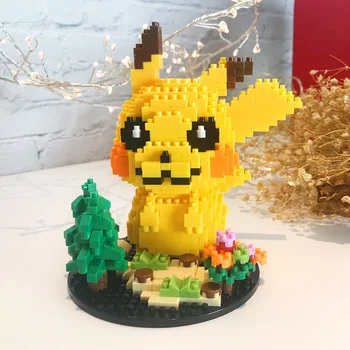 682PCS+ Pokemon Skatuves Gudrs Miega Pikachu Mini Celtniecības Bloki, Dimanta Mikro Ķieģeļu Skaitļi Rotaļlietas Bērnu Ziemassvētku Dāvanu 7123A