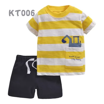 Vasaras bērnu apģērbu komplekts t krekls 2pcs set zēnu drēbes toddler meiteņu apģērbs vasaras apģērbs bērniem, apģērbs karikatūra dinozauru drukāt