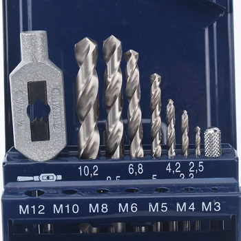 Komplekts 15PCS DIN352 Asu Krāni, M3-M12 Urbju 2.5 mm-10.2 mm 6542 HSS Metāla Kaste Iepakojumā
