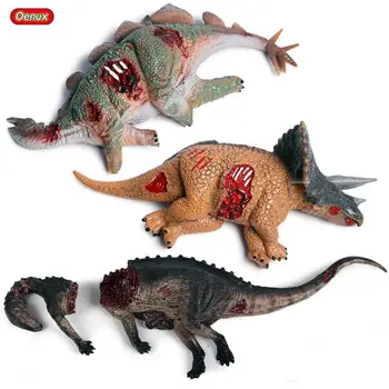 Oneux 3pcs/daudz Jurassic Dinozauru Līķis Rotaļlietas Simulācijas Dzīvnieku Modeli Dinozauru Ķermeņa Rīcības Attēls Stegosaurus Triceratops Rotaļlietas