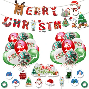 Ziemassvētku Balonus Uzstādīt Priecīgus Ziemassvētkus Karogs Banner Puse Dekori Bērnu Ziemassvētku Brithday Partijas Apdare
