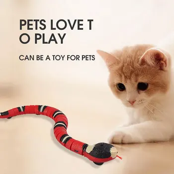 Viedo Sensoru Interaktīvo Kaķis Rotaļlietas Eletronic Cobra Snake Kaķis Teasering Spēlēt USB Lādējamu Kaķēns Rotaļlietas Suņiem Pet