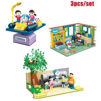 Ir 2021. jauns anime Doraemon cementa caurules tukšas vietas time machine building block rotaļlietas filmu modeļa pamatelements, meitene zēna rotaļlieta dāvana