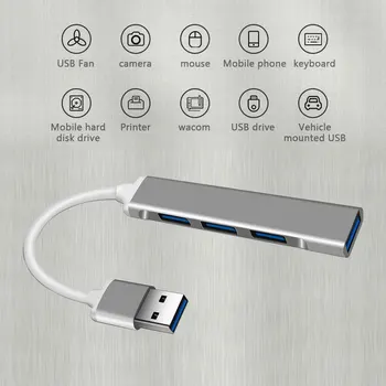 Ātrgaitas USB 3.0 HUB Centrmezgla USB Sadalītājs USB3.0 Tipa C Hub Adapteris Multi-port Kabeli, 4 Portu Sadalītājs par Klēpjdatoru 5 gb / sek