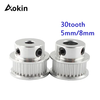 Aokin GT2 Laiks Trīsi 3D Printeri Detaļu 30 36 40 60 Zobu Riteņa Daļas, kas Nesa 5mm 8mm Alumīnija Zobrata Zobi, Platums 6mm, Lai Reprap