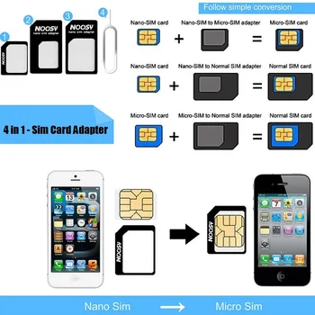 100gab 4-In-1 Nano SIM Kartes Adapteri, Komplektā Micro SIM / Standarta SIM Kartes Pārveidotāju Ar Tērauda Pin iPhone Samsung Mobilais Tālrunis
