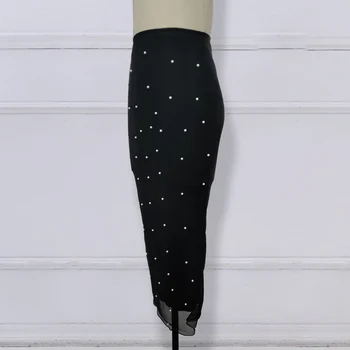 Melnu Zīmuli Svārki Gara, Augsta Vidukļa Slim Plānas Acs Frēzēšana Pieticīgs Elegants Sieviešu Pakete Hip Jupes Falad Biroja Elegants Modes