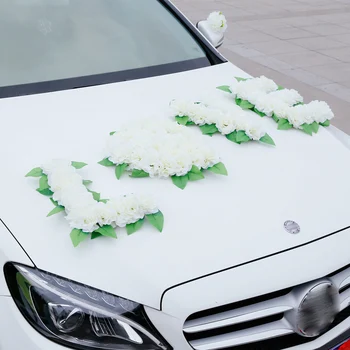 Mākslīgie Ziedi Kāzu Auto Dekorēšana Kāzu Pompoms Zīda Ziedu Vainags DIY Vainags Kāzu Aksesuāri