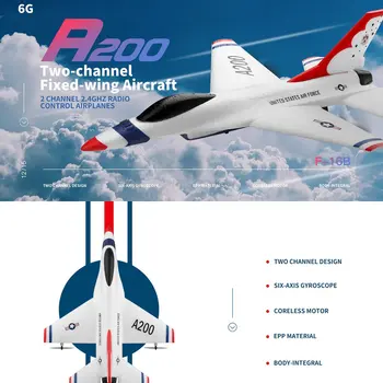 Xk A200 F-16b Rc Lidmašīnu Dūkoņa 2.4 g 2ch 12mins Lidojuma Laikā Fiksētu Spārnu Epp Elektrisko Modeli Ēkas Rtf Āra Rotaļlietas Bērniem