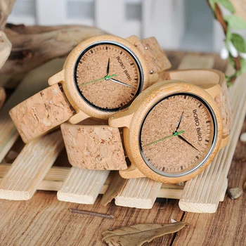 BOBO PUTNU Mīļotājiem Pulksteņi Koka Timepieces Roku darbs Korķa Siksna Bambusa Sievietēm Skatīties Luksusa Ailē Pasūtījuma Logo Piliens Kuģniecība