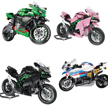 Noliktavā Pilsēta Moto Sacīkšu Motociklu Tehnisko Motociklu Transportlīdzekļiem, Celtniecības Bloki, Ķieģeļi Zēni Tech Rotaļlietas, Dāvanas Bērniem Dāvanas