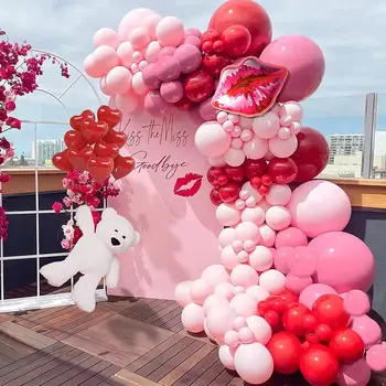 Macaron rozā, sarkans balons sirds formas lūpu alumīnija folijas gaisa balons, līgavas dušas dzimšanas dienu, bērnu dušas Valentīna diena puse decorat