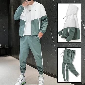 Daudzām Hip-Hop Gadījuma Vīriešu Uzvalks Ir 2021. Jaunu korejiešu Versija 2 Gabals Uzvalks Modes Jaka Streetwear Fitnesa Vīriešu Sporta