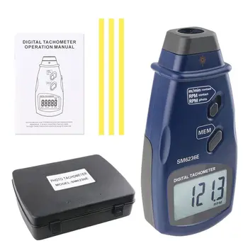 SM6236E bezkontakta Lāzera Digitālais Tahometrs, LCD RPM Rotācijas Ātruma Mērītāju, lai Kontaktu Virsma Ātrums (m/min) Tach Mērīšanas Instrumenti