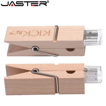 JASTER Bezmaksas Custom Logo USB flash drive Koka Klipu modeļa Pen Drive 4GB 16GB 32GB 64GB Koka Memory Stick Radošas dāvanas Pendrive