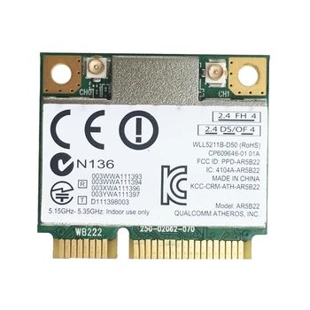 AR9462 AR5B22 WB222 Pusi Mini PCIe 300Mbps+Bluetooth4.0 WLAN Wifi Bezvadu tīkla Kartes