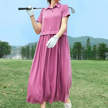 Jaunu Produktu Zīmolu Niša, Meitenes Rozā Aristokrātisks Atpūtas Sporta Golfa Nēsāt Modes Dāmas Zaudēt Kroku Kleita