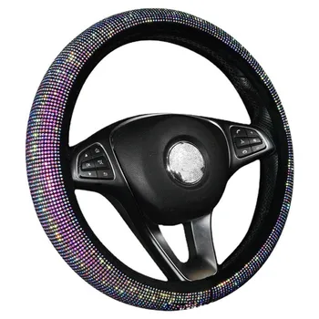 Jaunas auto stūres rats segums ar dimanta universālā bez iekšējo gredzenu pilns ar dimanta rhinestone interjera automašīnas roktura vāciņš