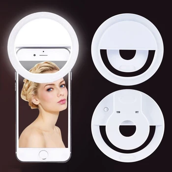 LED Ring Light Selfie Gredzenu Gaismas Foto Apgaismojums IPhone /xiaomi /huawei USB Lādētāju, LED Selfie Gredzenu Gaismas