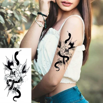Ūdensnecaurlaidīgus Pagaidu Tetovējumu Uzlīmes Putnu Birdcage Mirušu Koku Apļa Ģeometrijas Elementu Viltus Tetovējums Flash Tatto Mākslu, Sievietes, Vīrieši